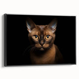Framed canvas wall art featuring a whimsical cat design with vibrant colors, showcased in a sleek black frame, perfect for adding a playful touch to home decor.