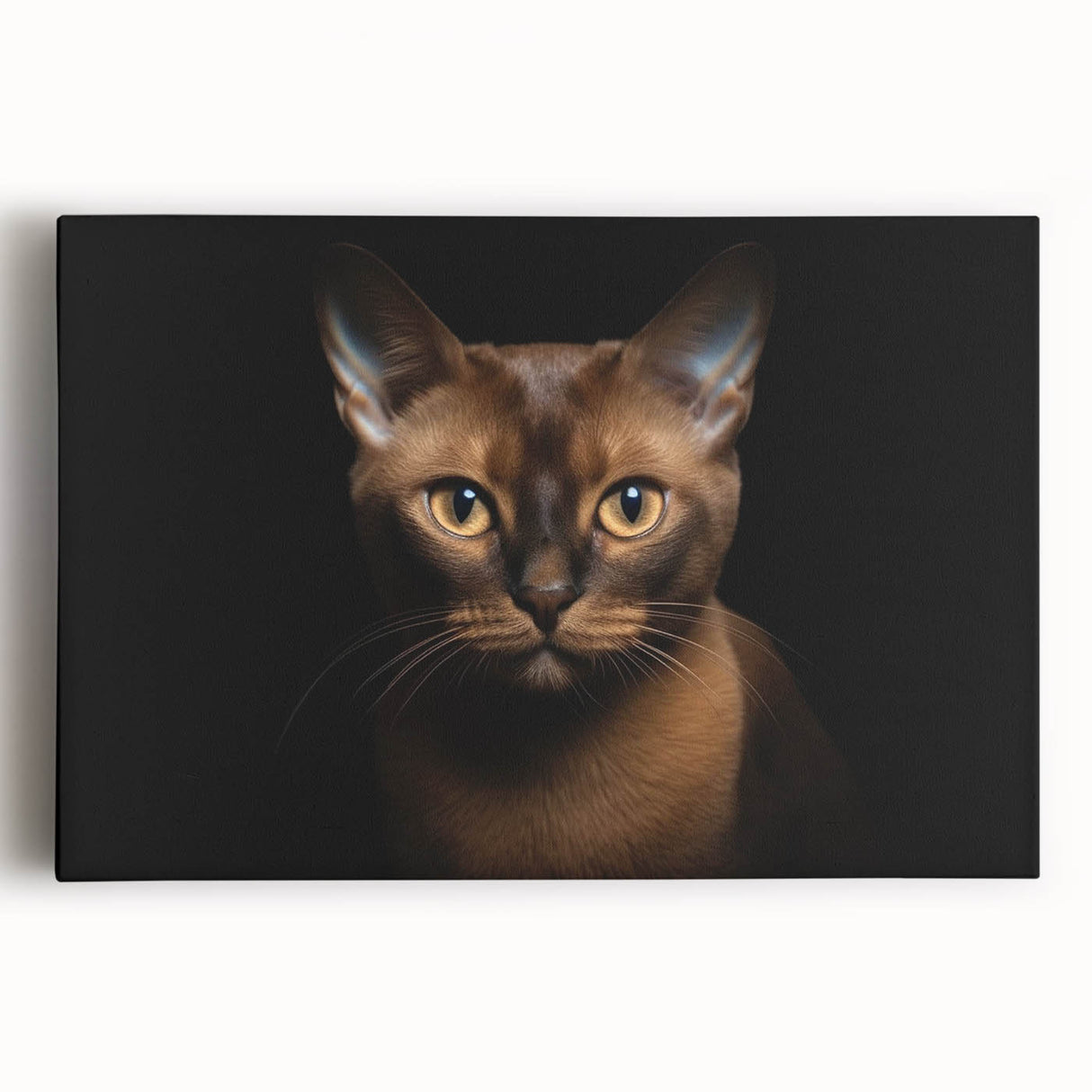 Stretched canvas wall art featuring a vibrant wild cat design, showcasing intricate details and bold colors, perfect for animal lovers and home decor enthusiasts.
