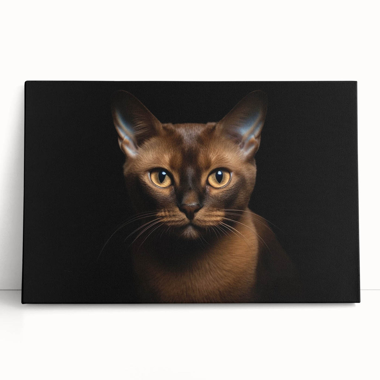 Stretched canvas wall art featuring a vibrant cat design with a wild animal theme, showcasing rich colors and intricate details, perfect for home decor.