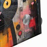 Close-up of a vibrant acrylic glass wall art piece featuring a detailed wild cat design, perfect for animal lovers, showcasing rich colors and intricate textures.