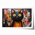 Whimsical cat-themed wall art print featuring vibrant colors and playful designs, perfect for animal lovers. Ideal for home decor or gifting.