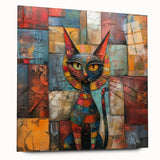 Acrylic glass wall art featuring a whimsical cat design from the Animals A Wild Life collection, showcasing vibrant colors and intricate details, perfect for animal lovers.
