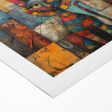 Colorful canvas artwork featuring a wildcat design, showcasing vibrant colors and intricate details, perfect for animal lovers or home decor enthusiasts.