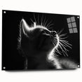 Acrylic glass wall art featuring a vibrant cat design from the Animals A Wild Life collection, showcasing a side view with decorative pins, ideal for modern home decor.