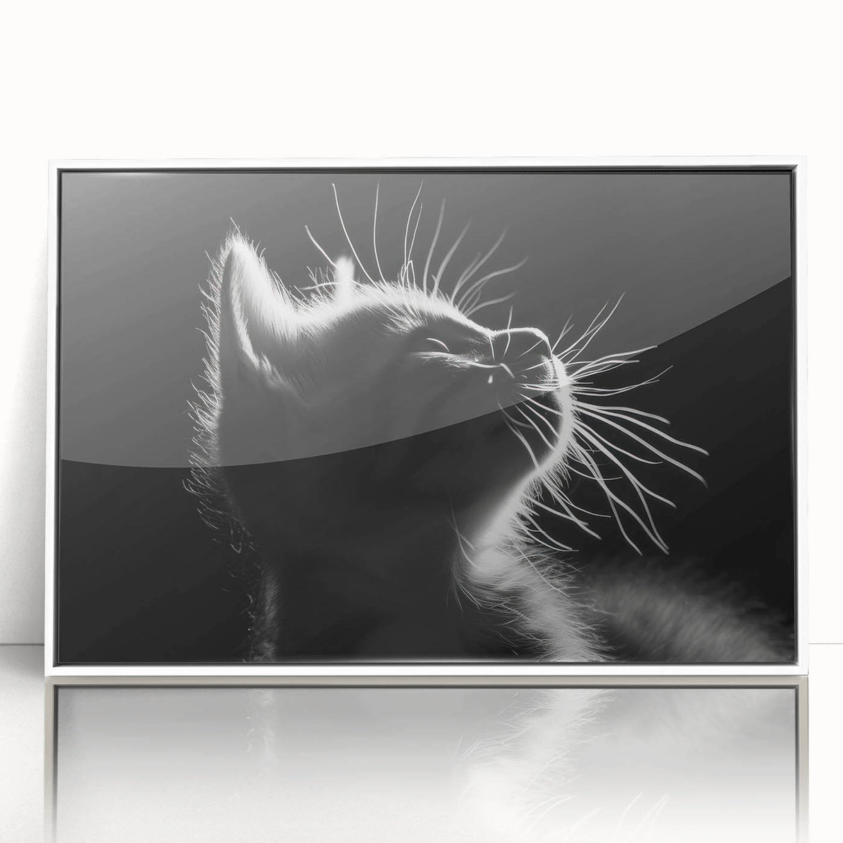 Framed acrylic wall art featuring a whimsical wild cat design in vibrant colors, displayed against a white background, perfect for animal lovers and home decor enthusiasts.