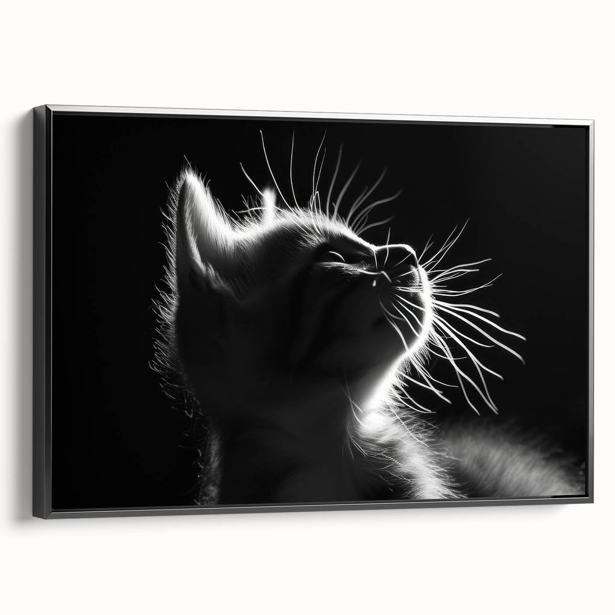 Framed canvas artwork showcasing a stylish wildcat design, featuring vibrant colors and intricate details, perfect for modern home decor or animal lovers.