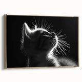 Framed wall art showcasing a whimsical cat design in a gold frame, perfect for animal lovers. The textured canvas adds depth and elegance to any home decor.