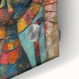 Close-up of a vibrant acrylic wall art piece showcasing a wild cat design, featuring intricate details and colors that highlight the beauty of wildlife. Perfect for animal lovers and home decor enthusiasts.