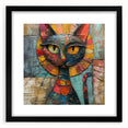 Framed wall art featuring a sleek black border showcasing a wild cat design, expertly matted for a polished look, ideal for nature-themed decor.