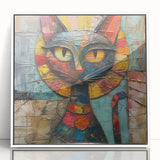 Framed wall art featuring a stylish cat design in a wild life theme, showcasing vibrant colors and intricate details, ideal for animal lovers’ home decor.