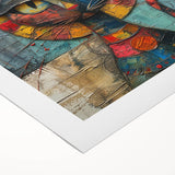 Rolled canvas artwork showcasing a vibrant cat design, part of the Animals a Wild Life collection, featuring intricate details and bold colors, ideal for home decor.
