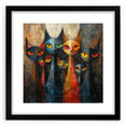 Framed wall art featuring a wild cat design in a sleek black frame, showcasing vibrant colors and intricate details, perfect for animal lovers and home decor enthusiasts.