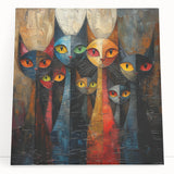 Stretched canvas wall art featuring a vibrant cat design with intricate details, showcasing a wild animal theme, perfect for modern home decor.