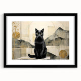 Black-framed wall art collection featuring a stylish cat design, showcasing vibrant colors and intricate details, perfect for animal lovers and modern decor.