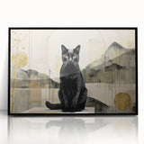 Framed acrylic wall art featuring a cat design from the Animals A Wild Life collection, showcasing vibrant colors and modern styling against a black background. Perfect for animal lovers and home decor enthusiasts, this art piece adds a unique touch to any living space.
