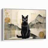Framed canvas wall art featuring a colorful cat design from the Wild Life collection, displayed against a white background, showcasing intricate details and vibrant colors. Perfect for animal lovers, this decorative piece adds a whimsical touch to any room.
