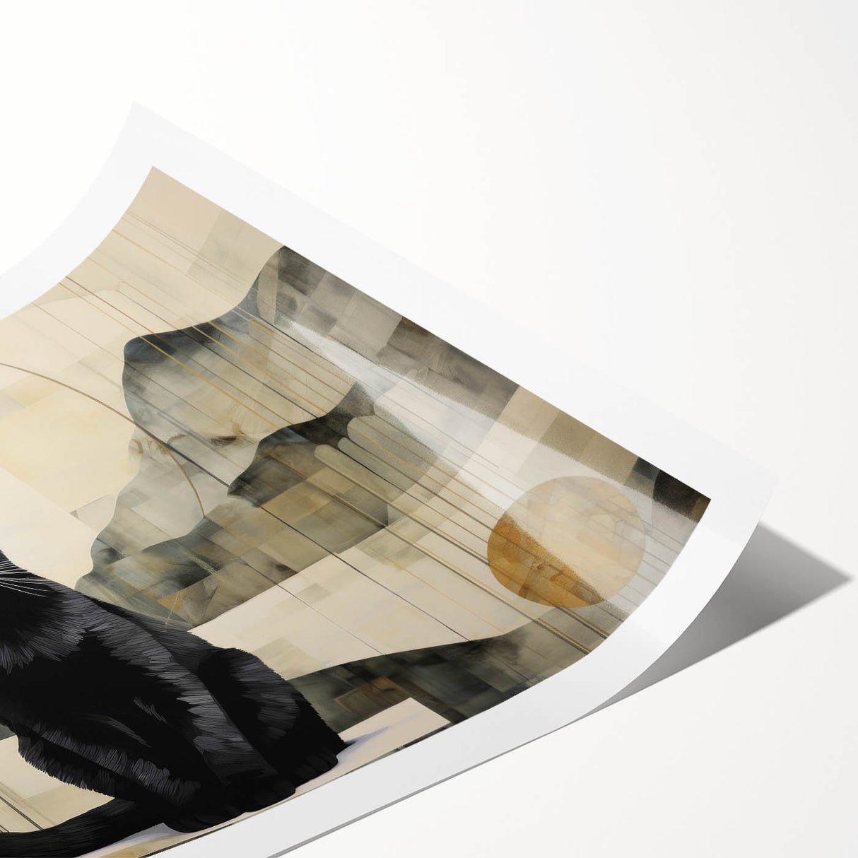 Rolled wall art print showcasing a vibrant cat design with intricate details and bold colors, perfect for animal lovers and home decor enthusiasts.