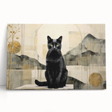 Stretched canvas wall art featuring a vibrant cat design, showcasing colorful patterns and textures, ideal for animal lovers and home decor enthusiasts.