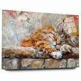 Side view of a cat-themed wall art piece from the Wildlife Collection, showcasing vibrant colors and intricate design details, framed in acrylic glass with decorative pins.