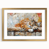 Framed wall art collection featuring a wild cat design, elegantly matted with a gold frame. Ideal for animal lovers and home decor enthusiasts.