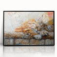 Framed wall art featuring a stylized black cat design, showcasing intricate details and vibrant colors, perfect for enhancing home decor or animal-themed spaces.