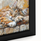 Close-up of a framed canvas wall art featuring a vibrant, stylized cat design from the 'Animals in Wild Life' collection, showcasing intricate details and bold colors ideal for animal lovers and home decor enthusiasts.