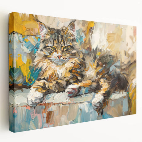 Stretched canvas wall art showcasing a vibrant wild cat design in a side view, perfect for animal lovers and home decor enthusiasts, enhancing any interior space.