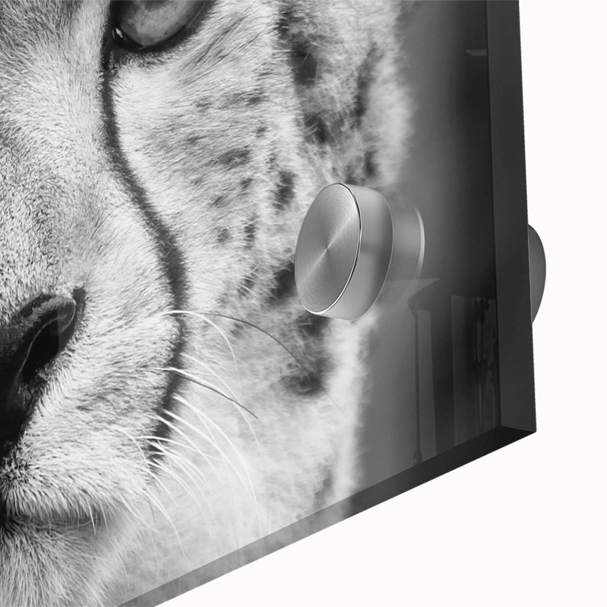 Close-up view of a vibrant cheetah design wall art piece, showcasing detailed colors and textures on acrylic glass, ideal for wildlife enthusiasts and modern decor.