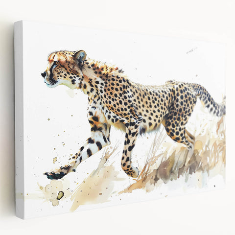 Stretched canvas wall art showcasing a vibrant cheetah design, featuring rich colors and intricate details, ideal for wildlife enthusiasts and modern decor.
