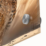 Close-up of a striking cheetah wall art design, showcasing vibrant colors and intricate details on acrylic glass, perfect for wildlife enthusiasts and home decor.