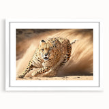 Framed wall art featuring a striking cheetah design in a white mat, ideal for wildlife enthusiasts and home decor, showcasing detailed animal illustration and vibrant colors. Perfect for adding a touch of nature-inspired elegance to living spaces.