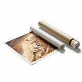 Vibrant rolled wall art featuring a striking cheetah design, showcasing bold colors and intricate details, perfect for nature enthusiasts and home decor.