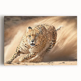 Cheetah wall art canvas print showcasing a vibrant and detailed front view of a cheetah in a natural setting, perfect for animal lovers and home decor enthusiasts.