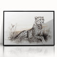 Framed wall art featuring a striking cheetah design in vibrant colors, showcasing the animal's grace and beauty, perfect for wildlife enthusiasts and home decor.