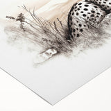 Cheetah-themed rolled canvas wall art showcasing vibrant colors and intricate details, perfect for wildlife enthusiasts and modern home decor. Packaged securely for delivery.