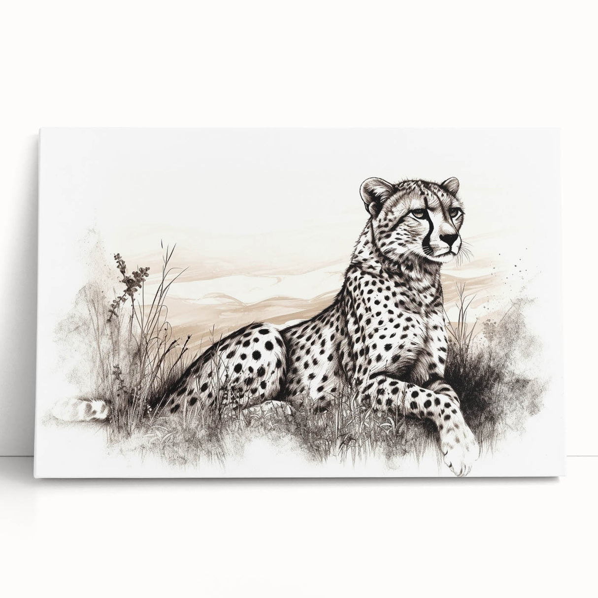 Cheetah wall art canvas print showcasing a vibrant design of a running cheetah, perfect for wildlife enthusiasts, featuring bold colors and intricate details.