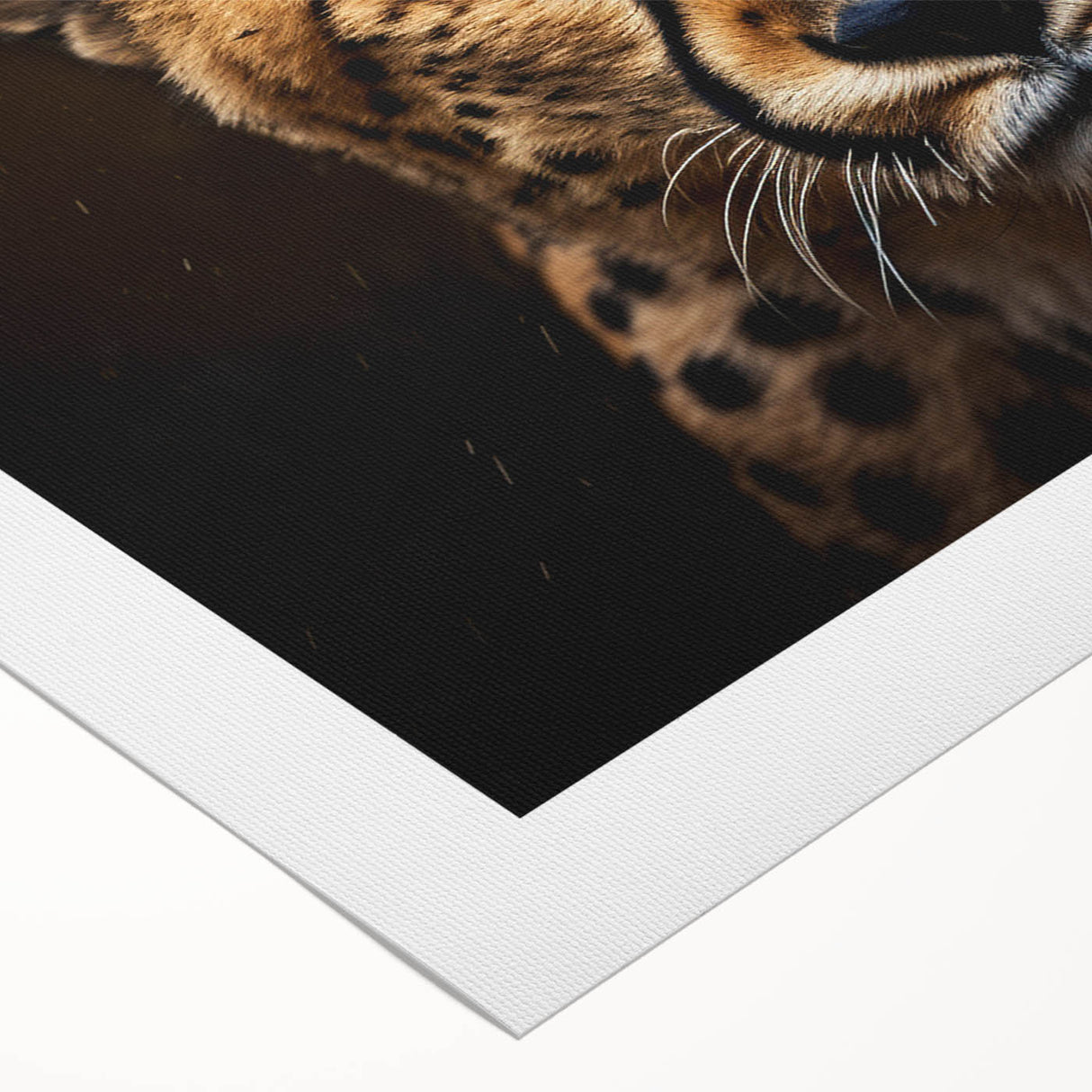Cheetah-themed wall art design on rolled canvas showcasing vibrant colors and intricate details, perfect for wildlife enthusiasts and home decor.