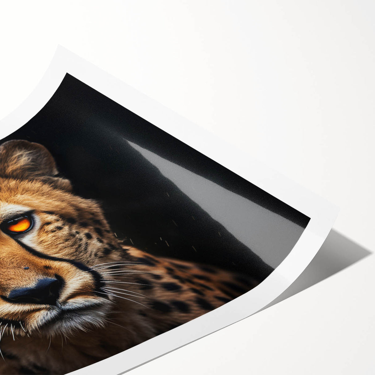 Cheetah wall art design on rolled canvas, showcasing vibrant colors and intricate patterns, perfect for wildlife enthusiasts or modern decor. Packaged securely in a cardboard tube for protection.