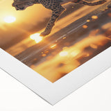 Cheetah design wall art on rolled canvas, showcasing a vibrant depiction of wildlife with intricate details and rich colors, ideal for nature-themed decor.