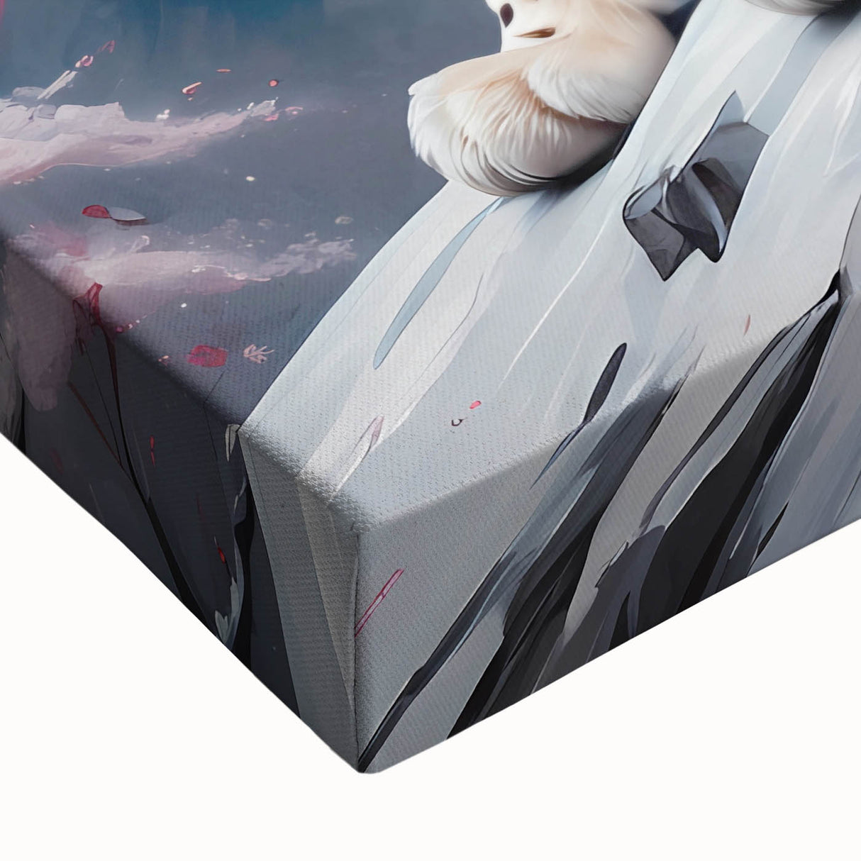 Close-up of a vibrant stretched canvas featuring a detailed cheetah design, showcasing its striking fur patterns and intense gaze, ideal for wildlife art enthusiasts.
