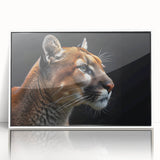 Framed acrylic wall art featuring a stunning cougar design, showcasing vibrant colors and intricate details, perfect for wildlife enthusiasts and home decor.