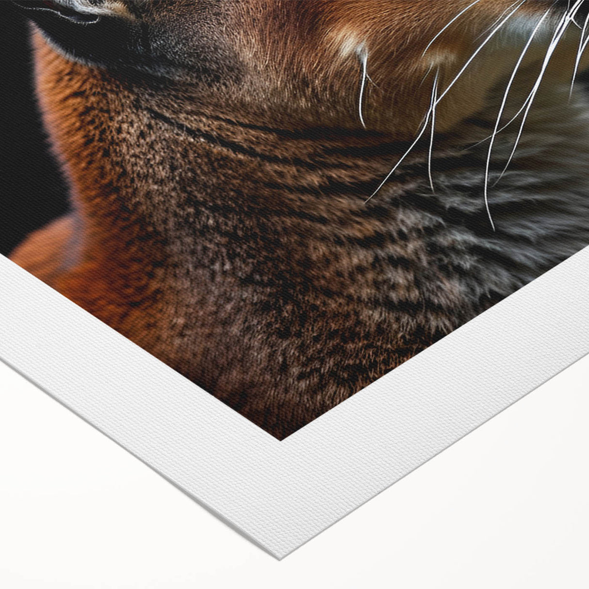 Stylized rolled canvas art featuring a majestic cougar in a natural setting, showcasing vibrant colors and intricate details, perfect for wildlife enthusiasts' decor.