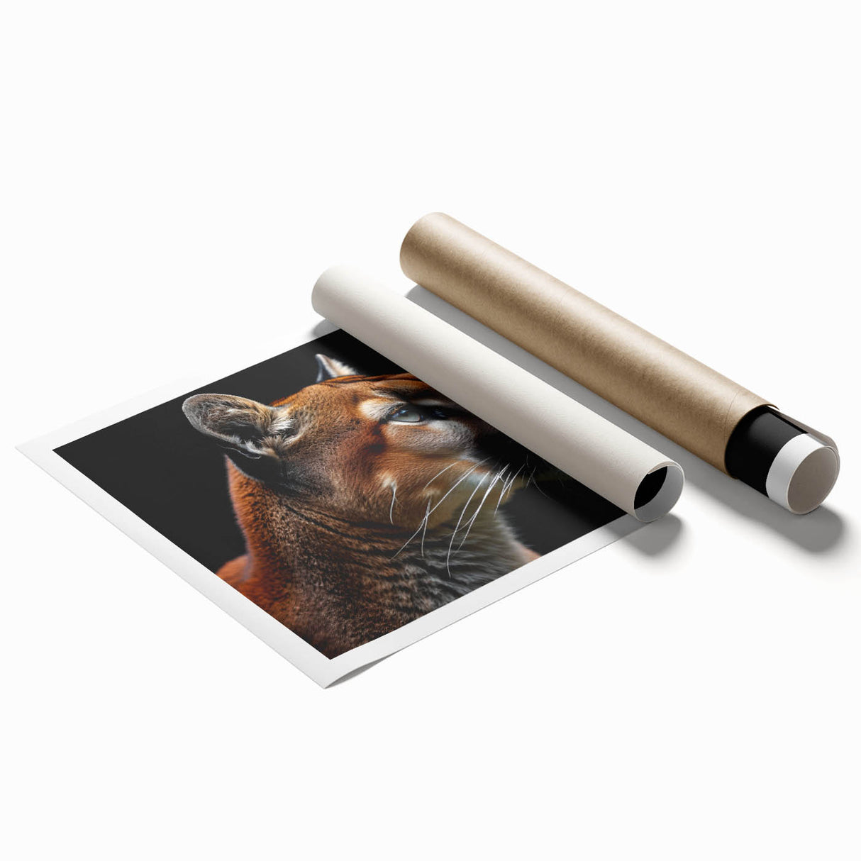 Stylish wall art print featuring a striking cougar design, showcasing vivid colors and intricate details, perfect for wildlife enthusiasts and modern decor.