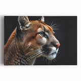 Stretched canvas wall art depicting a majestic cougar in a vibrant natural setting, showcasing detailed fur textures and rich colors, perfect for wildlife enthusiasts.
