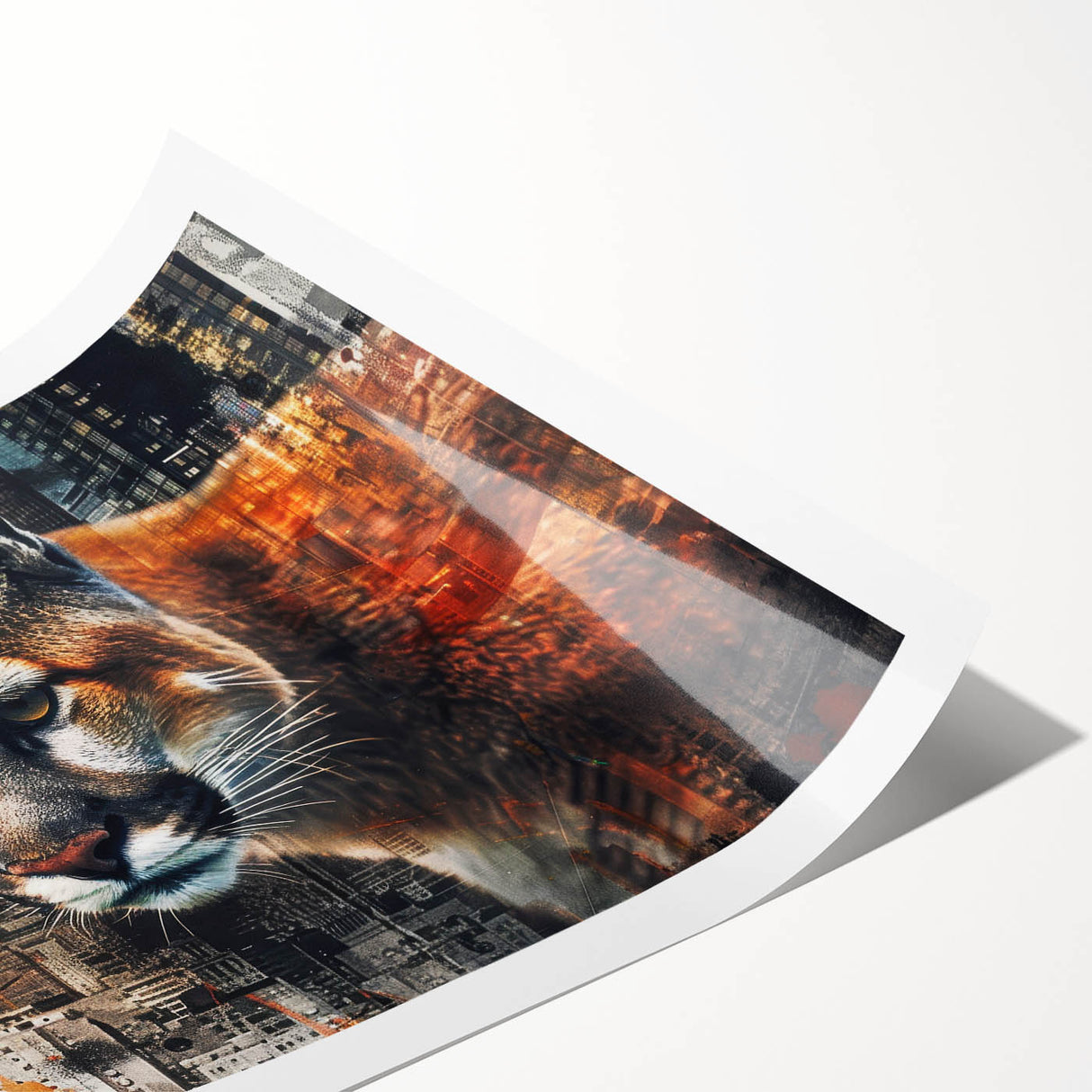 Vibrant wall art print featuring a majestic cougar in a natural setting, showcasing rich colors and intricate details, perfect for wildlife enthusiasts and home decor.