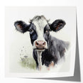 Glossy wall art print featuring a vibrant cow design, showcasing bold colors and intricate patterns, ideal for animal lovers and modern home decor.