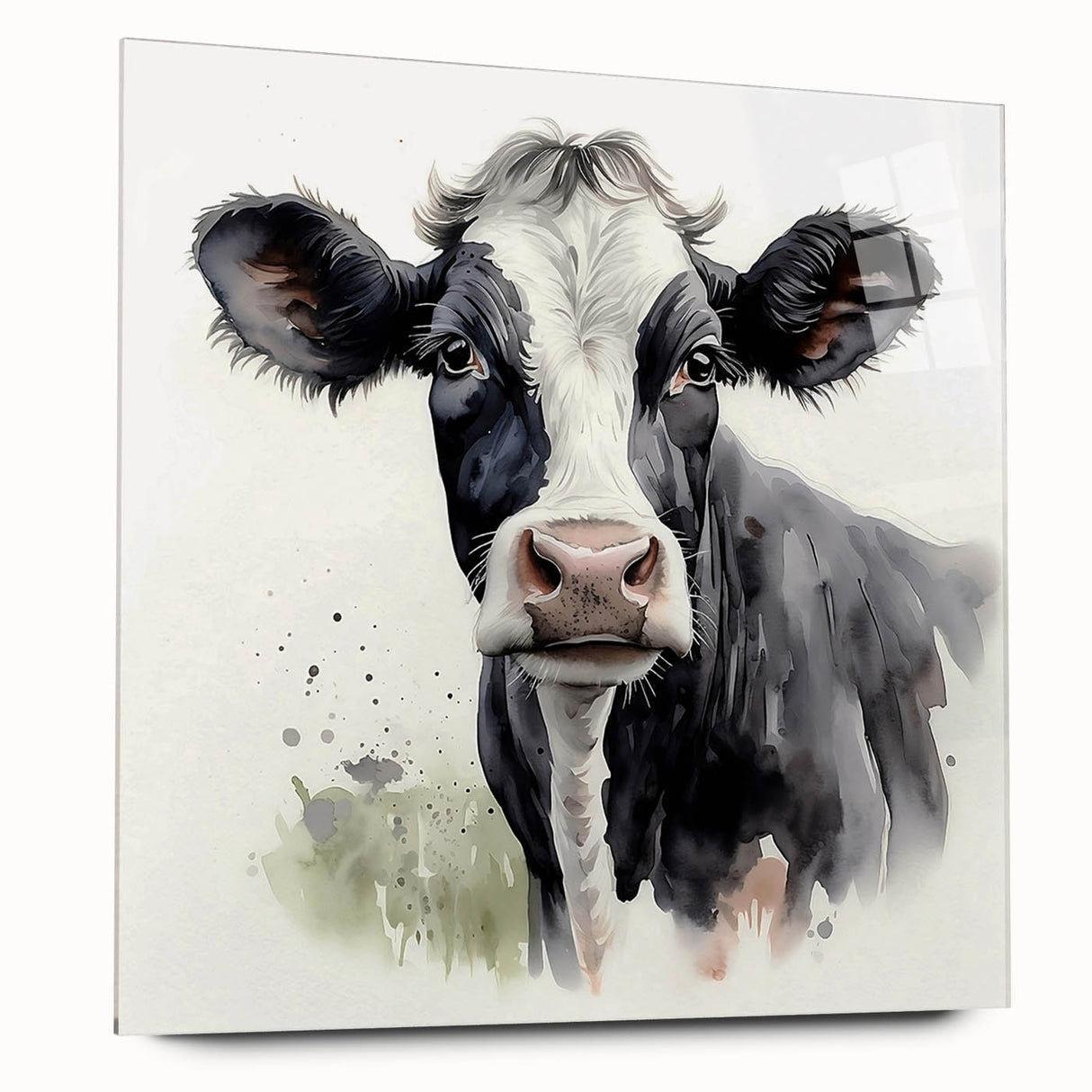 Acrylic wall art featuring a side view of a colorful cow design, showcasing vibrant patterns and textures, perfect for animal lovers and modern decor.