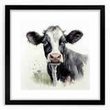 Black-framed wall art featuring a stylized cow design from the Animals A Wild Life collection, perfect for modern home decor with a rustic touch.