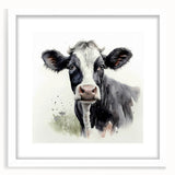 Framed wall art featuring a vibrant cow design from the "Animals A Wild Life" collection, set against a white mat, perfect for enhancing home decor.