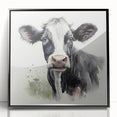 Framed acrylic wall art featuring a striking black-and-white cow design, showcasing intricate details and a modern aesthetic, perfect for animal lovers and home decor enthusiasts.